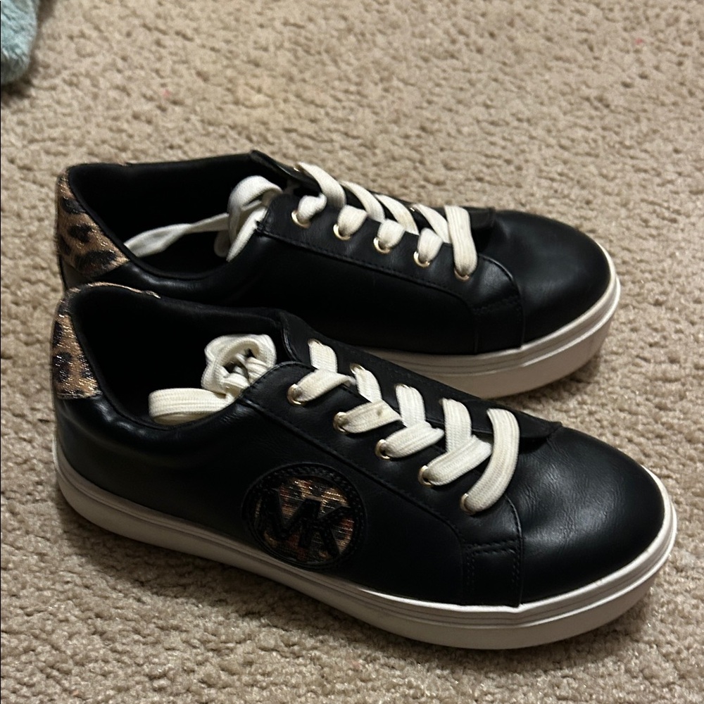Michael Kors Black and Leopard Sneakers
